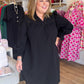Timeless Autumn Curvy Black Long Sleeve Mini Dress