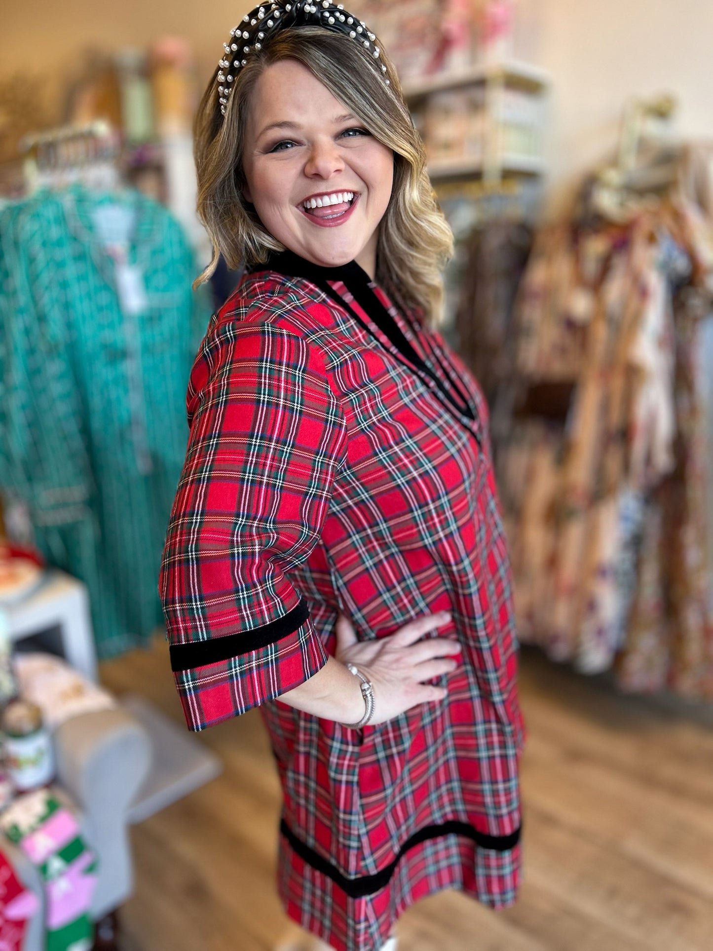 Tis the Season Curvy Tartan Mini Dress