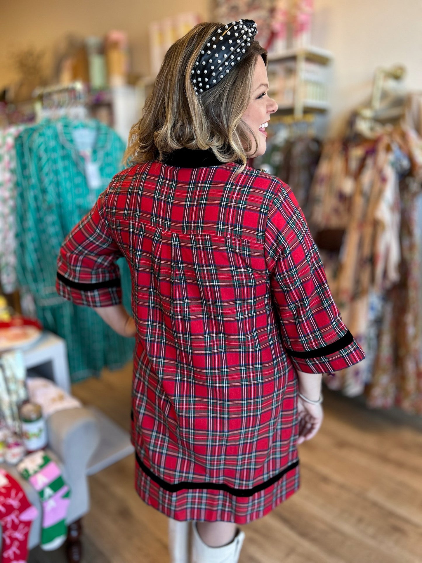 Tis the Season Curvy Tartan Mini Dress