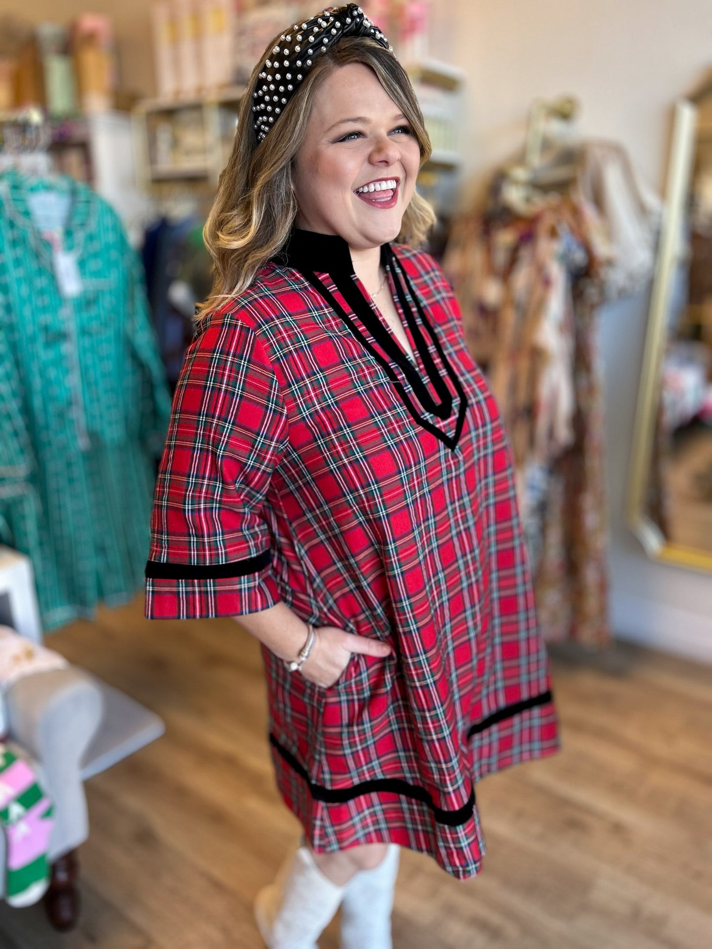 Tis the Season Curvy Tartan Mini Dress
