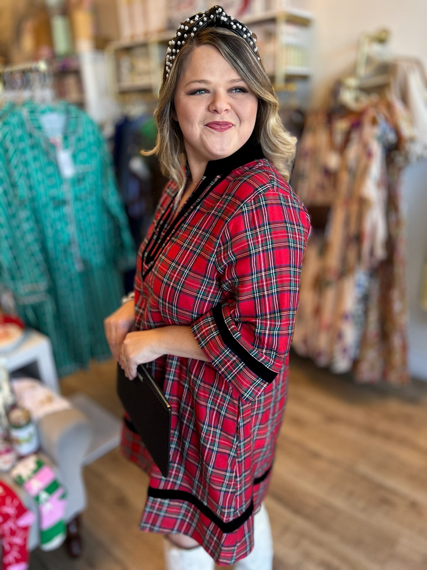 Tis the Season Curvy Tartan Mini Dress
