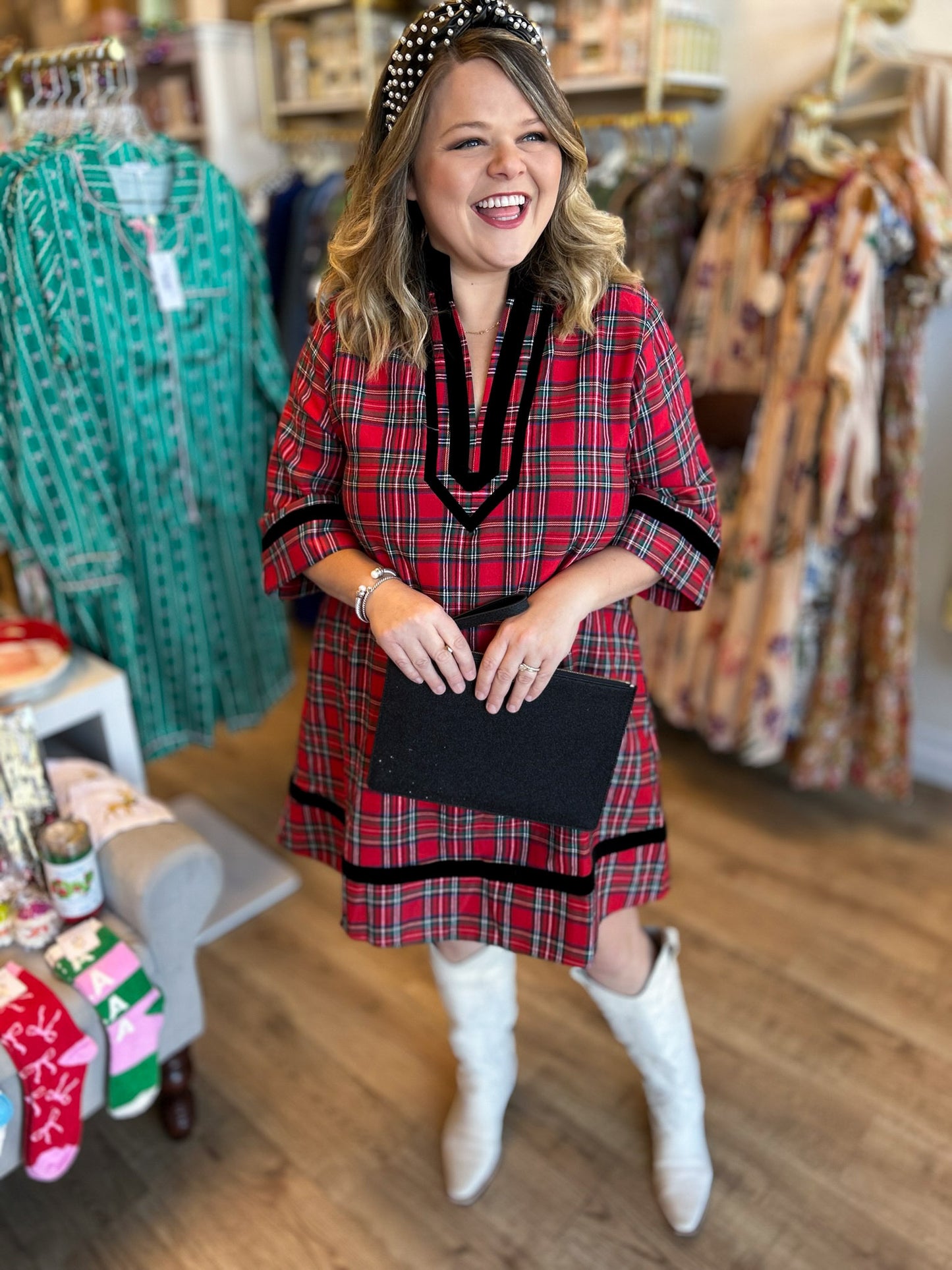 Tis the Season Curvy Tartan Mini Dress