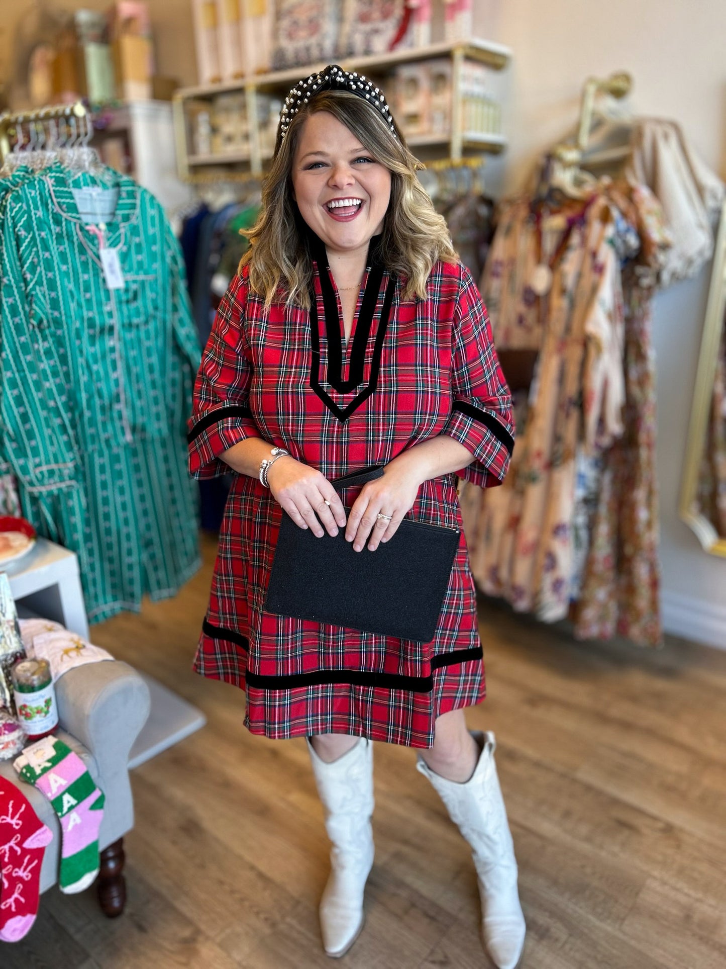 Tis the Season Curvy Tartan Mini Dress