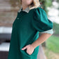 To Laugh Like a Brook Curvy Green Ruffle Collar Dress