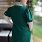 To Laugh Like a Brook Curvy Green Ruffle Collar Dress
