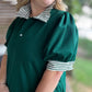 To Laugh Like a Brook Curvy Green Ruffle Collar Dress