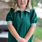 To Laugh Like a Brook Curvy Green Ruffle Collar Dress