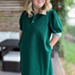 To Laugh Like a Brook Curvy Green Ruffle Collar Dress