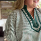 Trending into Fall Curvy Green Dolman Stripe Top