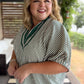 Trending into Fall Curvy Green Dolman Stripe Top