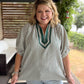 Trending into Fall Curvy Green Dolman Stripe Top