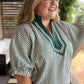 Trending into Fall Curvy Green Dolman Stripe Top