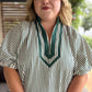 Trending into Fall Curvy Green Dolman Stripe Top