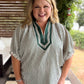 Trending into Fall Curvy Green Dolman Stripe Top