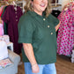 Très Belle Curvy Army Green Blouse