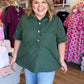 Très Belle Curvy Army Green Blouse