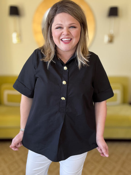 Très Belle Curvy Black Blouse