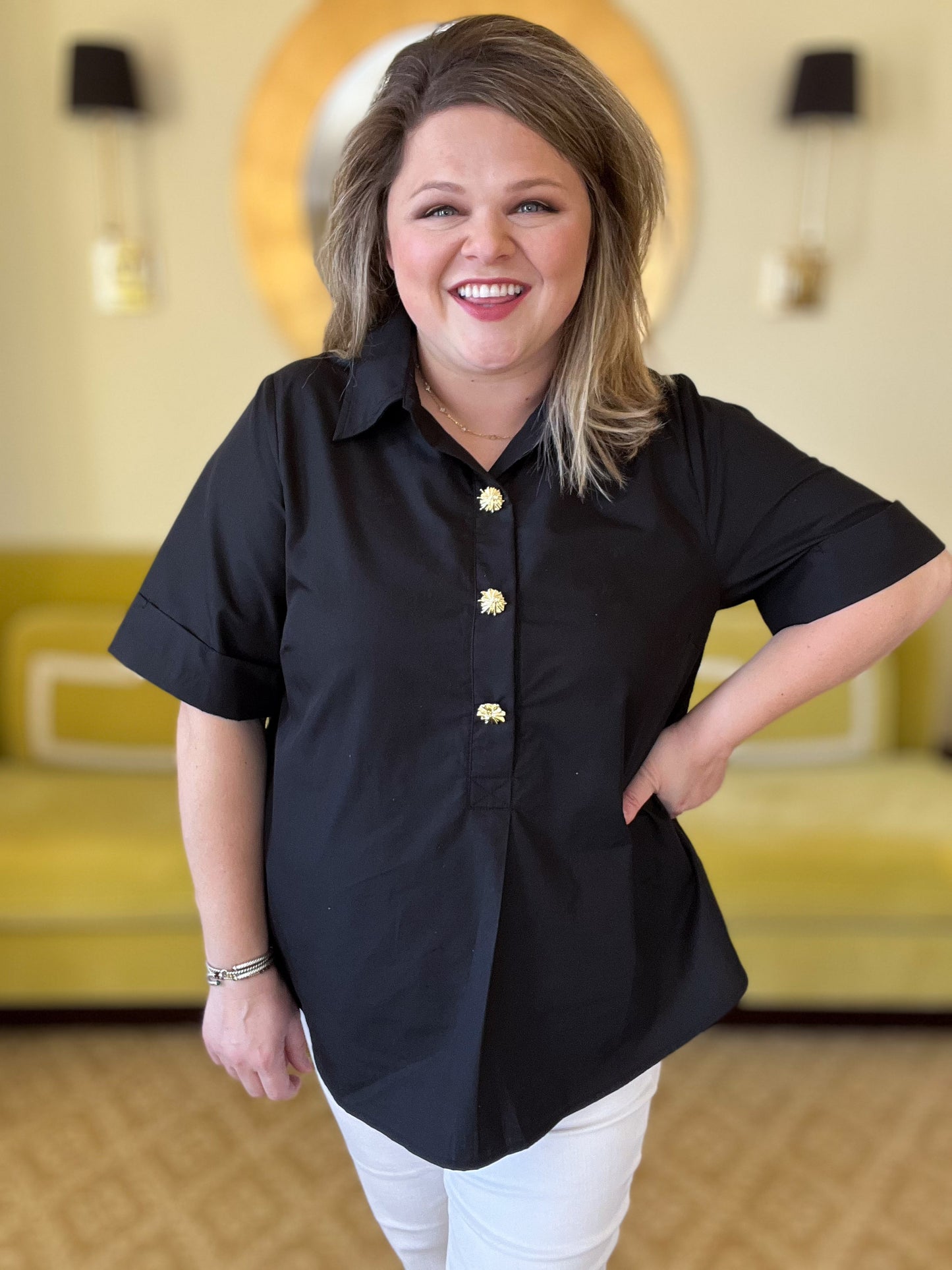 Très Belle Curvy Black Blouse