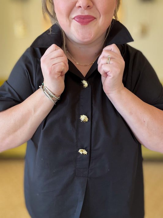 Très Belle Curvy Black Blouse