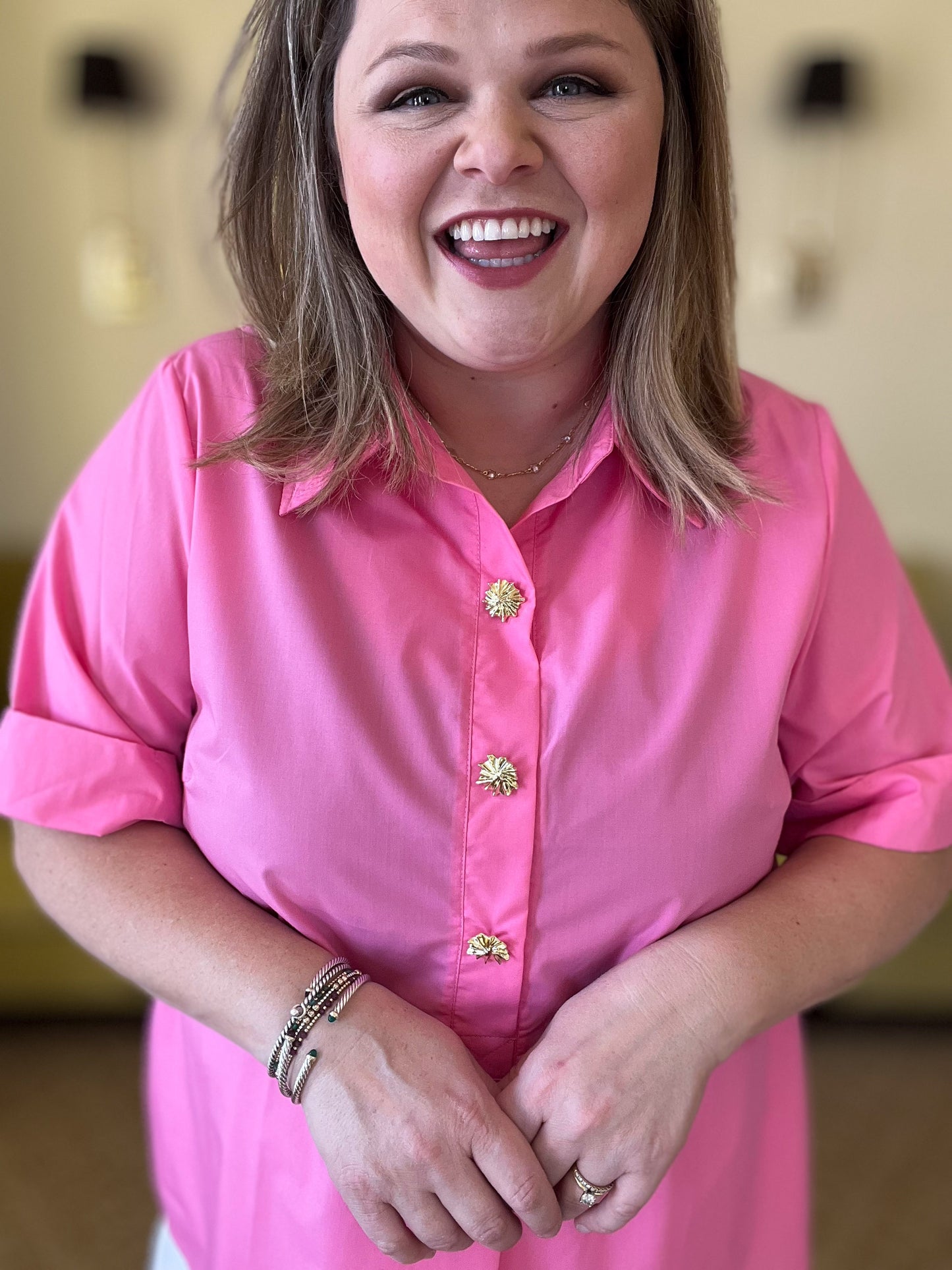 Très Belle Curvy Pink Blouse