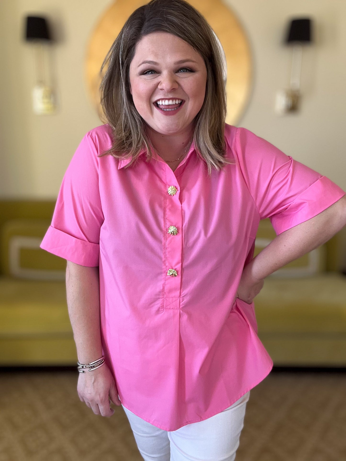 Très Belle Curvy Pink Blouse