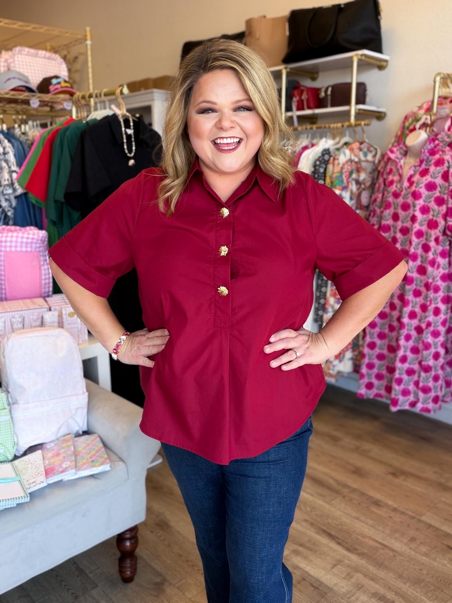 Très Belle Curvy Crimson Blouse