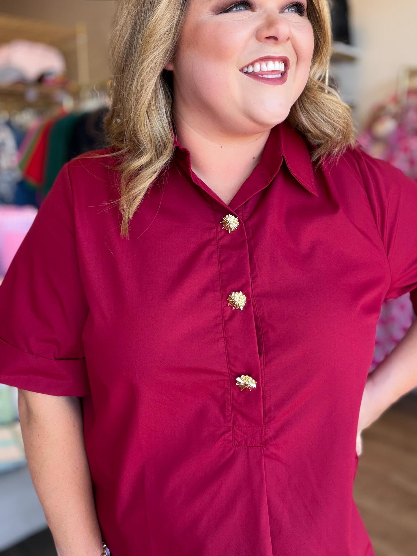Très Belle Curvy Crimson Blouse