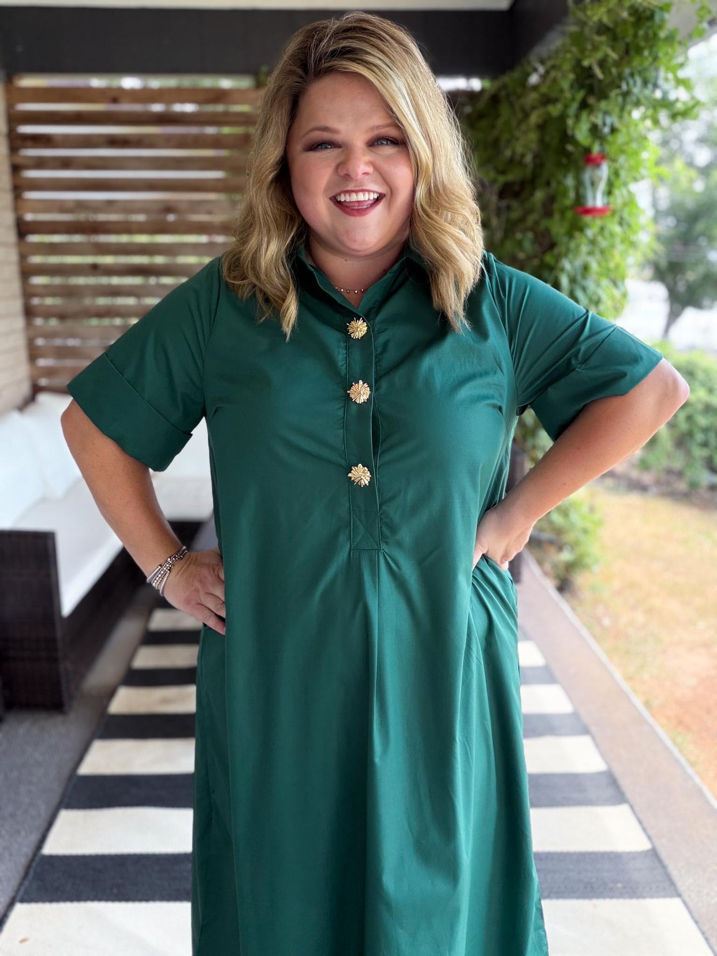 Tres Chic Curvy Dark Green Midi Dress