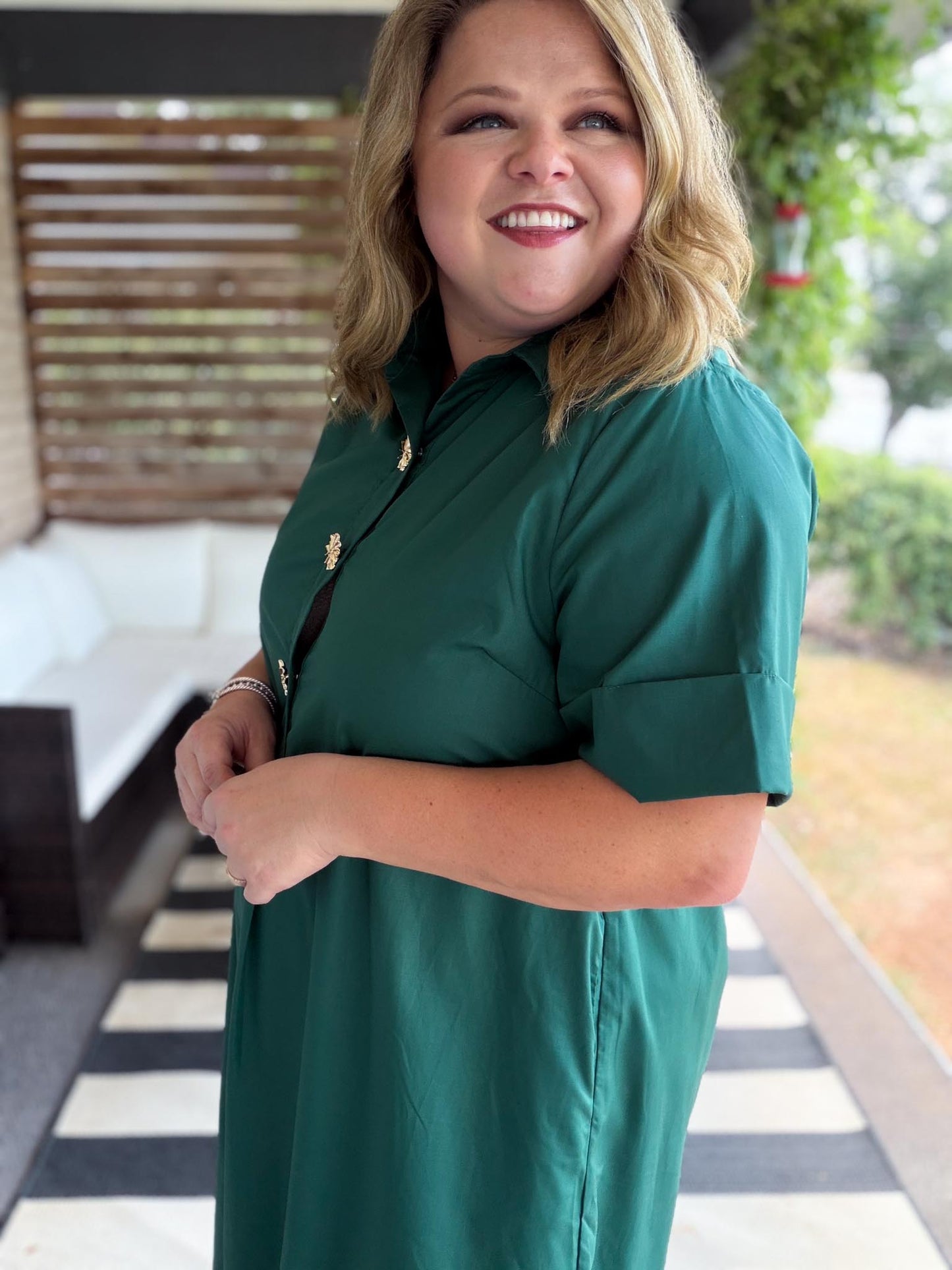 Tres Chic Curvy Dark Green Midi Dress