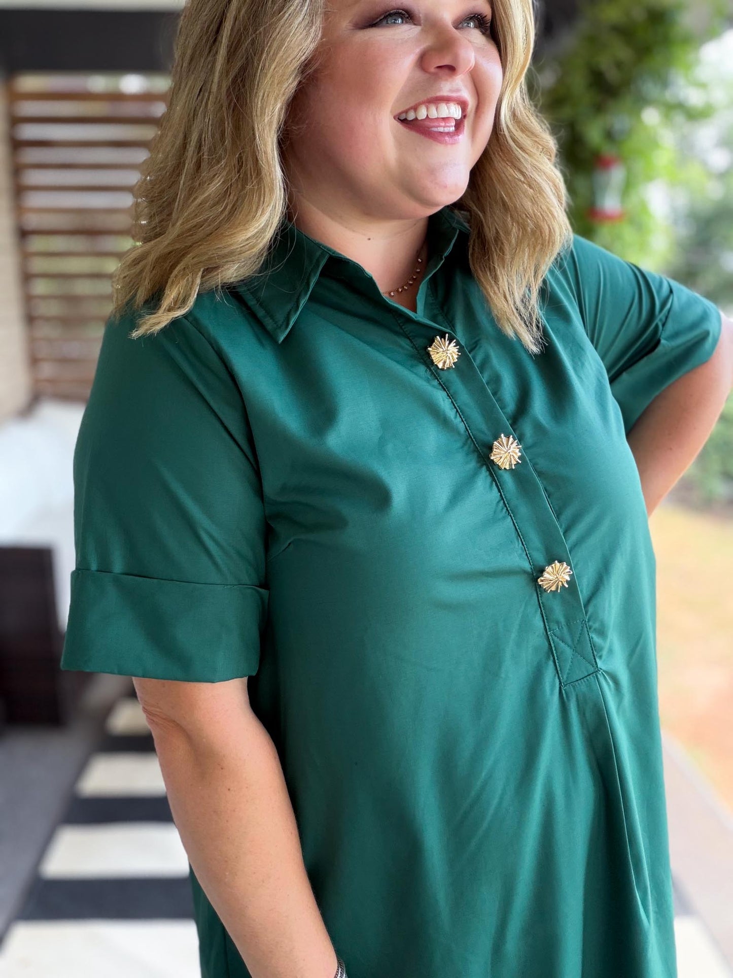 Tres Chic Curvy Dark Green Midi Dress