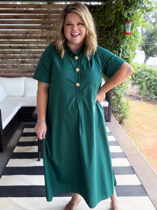 Tres Chic Curvy Dark Green Midi Dress