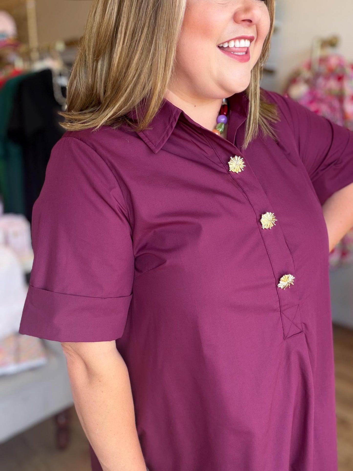 Tres Chic Curvy Wine Midi Dress