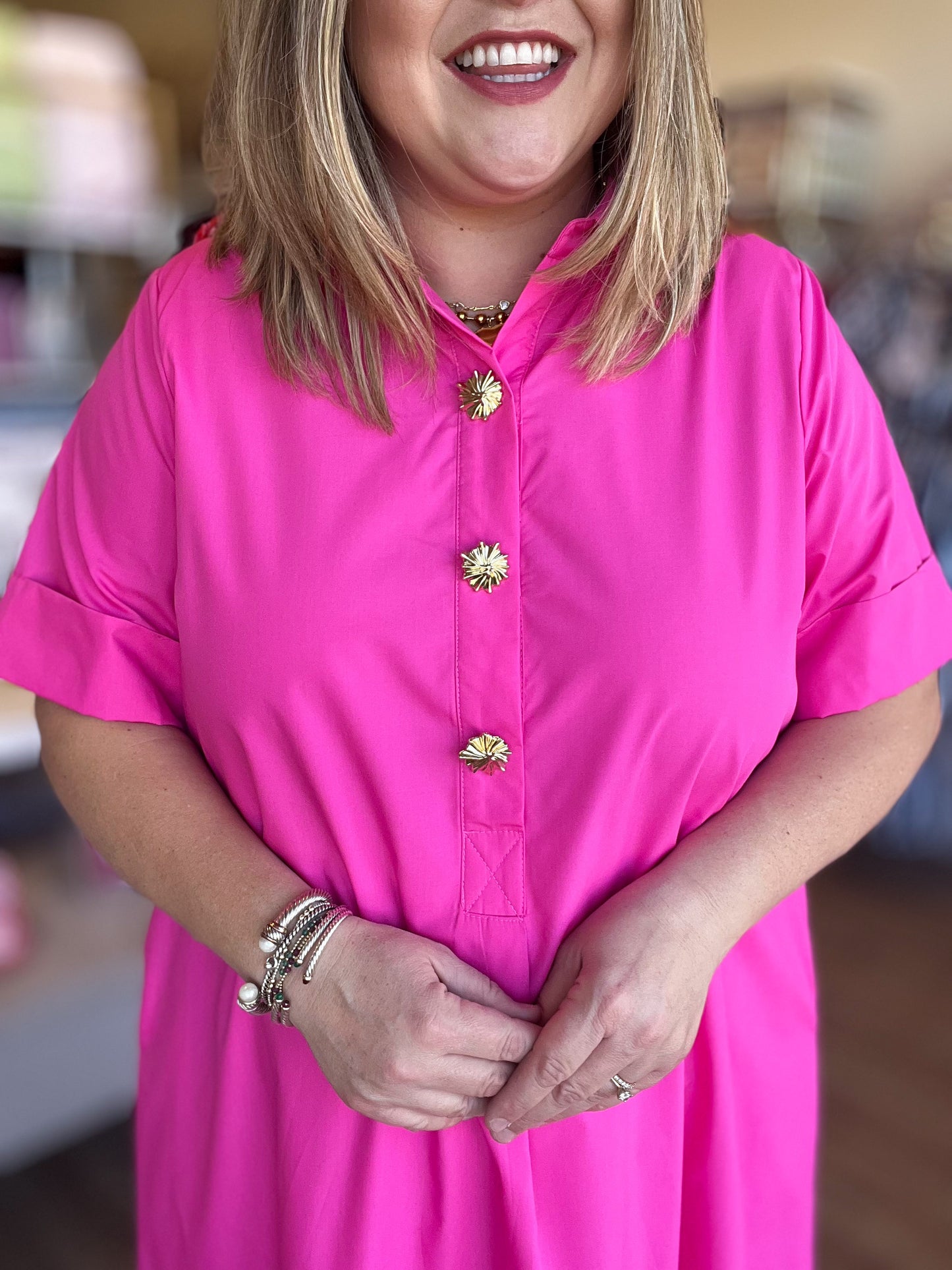 Très Chic Hot Pink Curvy Midi Dress