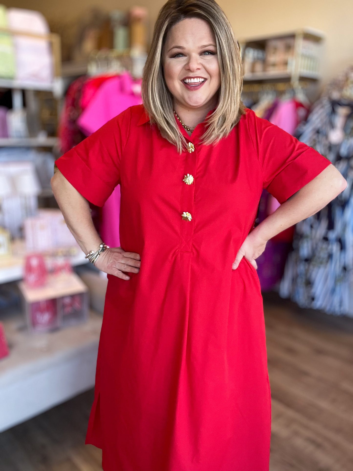 Très Chic Red Curvy Midi Dress