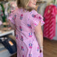 Tropical Taffy Curvy Pink Stripe Embroidered Midi Dress