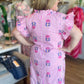 Tropical Taffy Curvy Pink Stripe Embroidered Midi Dress