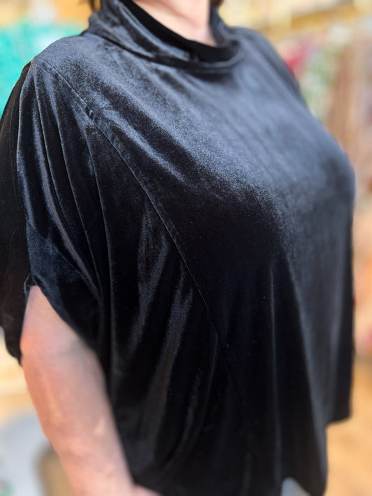 'Twas the Night Curvy Black Velvet Top