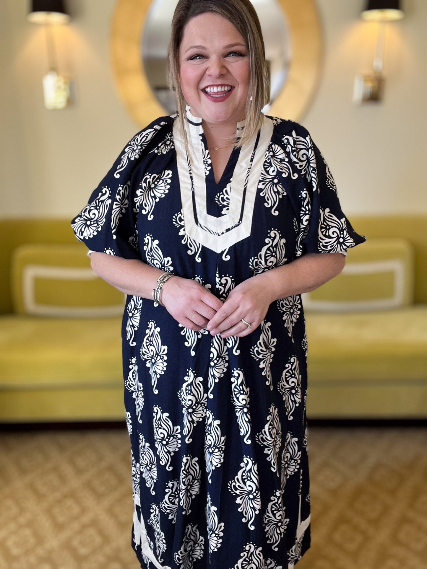 Twilight Tide Curvy Navy Midi Dress