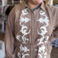 Uptown Rodeo Plus-Size Camel Embroidered Mini Dress