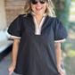 Velvet Roast Curvy Contrast Trim Top