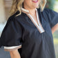 Velvet Roast Curvy Contrast Trim Top