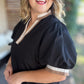 Velvet Roast Curvy Contrast Trim Top