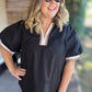 Velvet Roast Curvy Contrast Trim Top