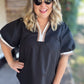 Velvet Roast Curvy Contrast Trim Top