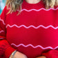 Very Merry Plus-Size Red Wavy Sweater