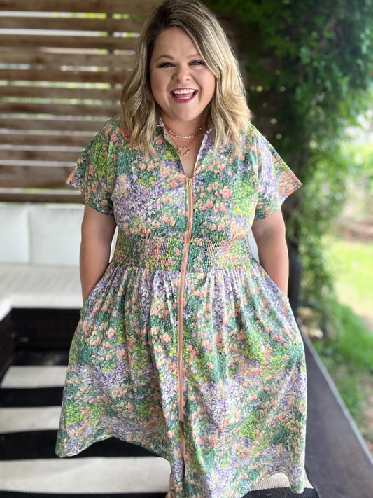 Viva La Flor Dress Curvy Floral Midi Dress