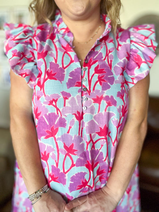 Vivid Bloom Curvy Lavender Midi Dress