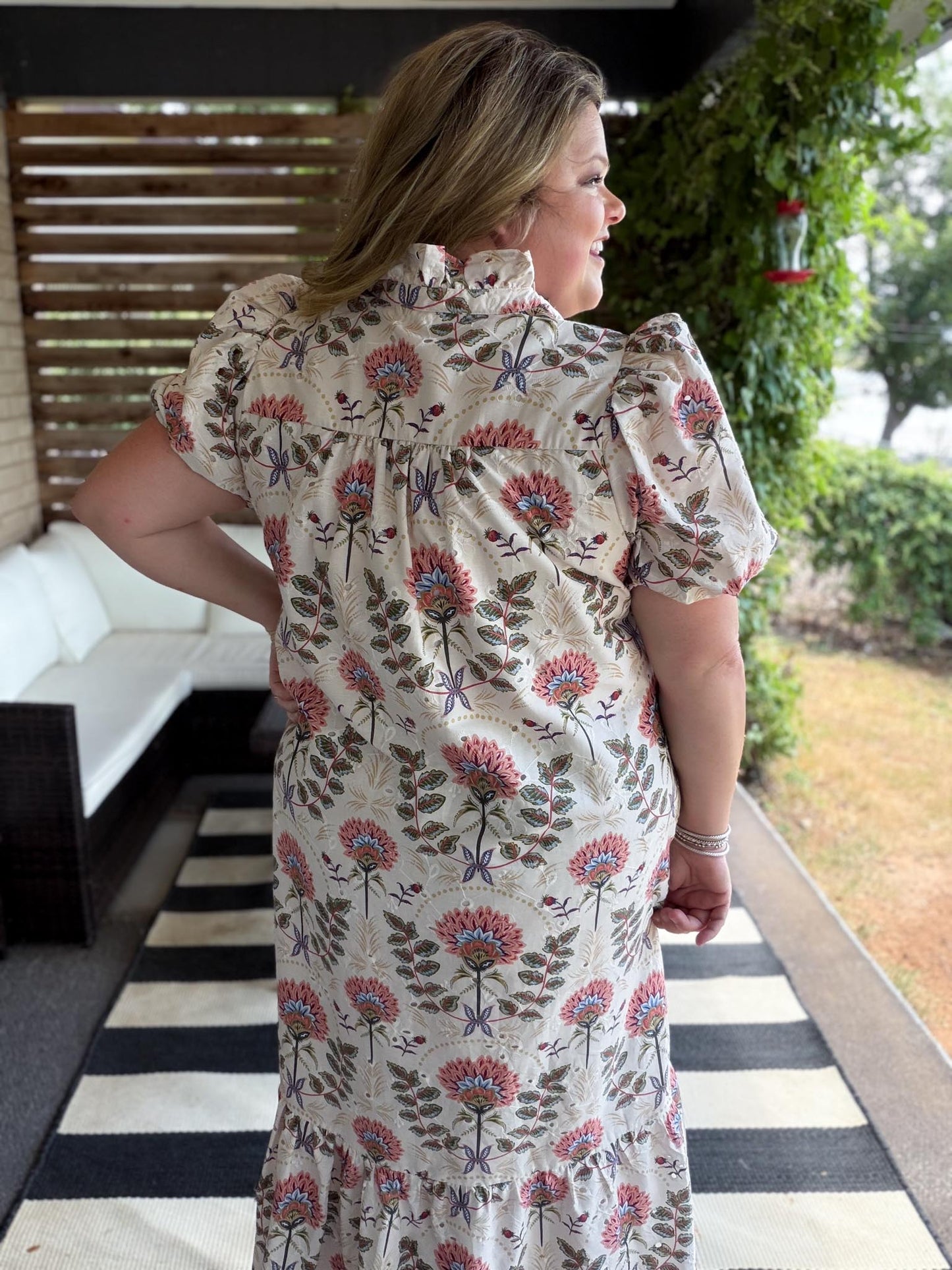 Warm Days, Cool Nights Curvy Ecru Eyelet Midi Dress