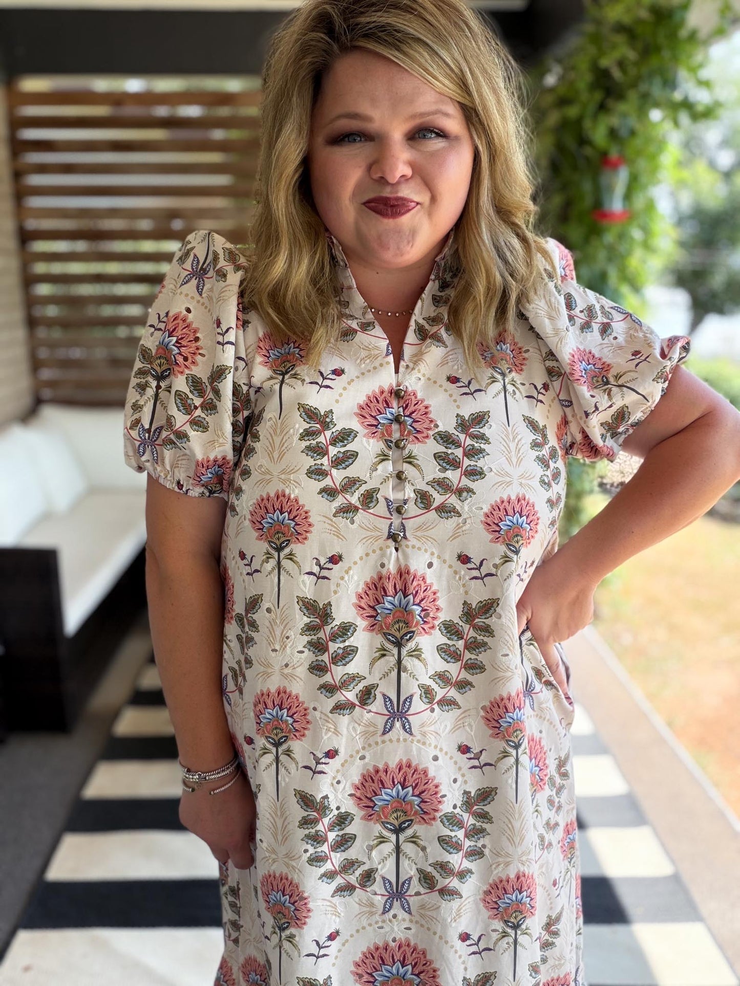 Warm Days, Cool Nights Curvy Ecru Eyelet Midi Dress