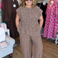 Smocked Sass Curvy Brown and White Gingham Pant Set